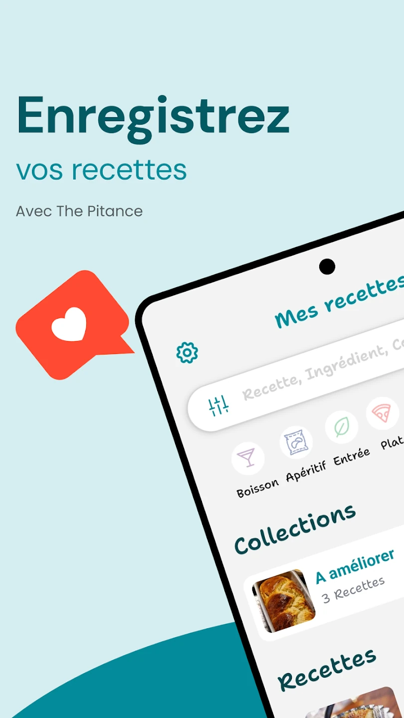 Enregistrez vos recettes dans The Pitance