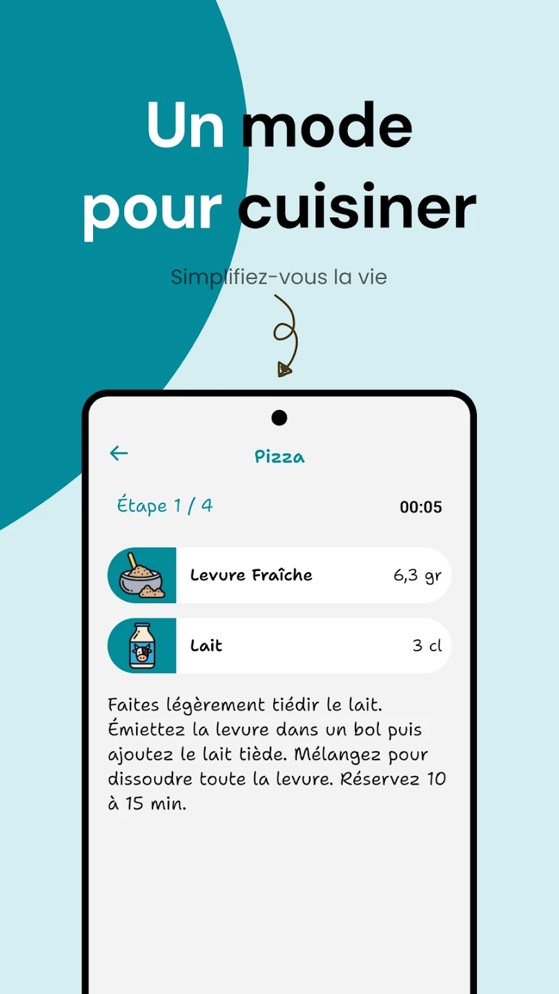 Un mode cuisine pour cuisiner étape par étape